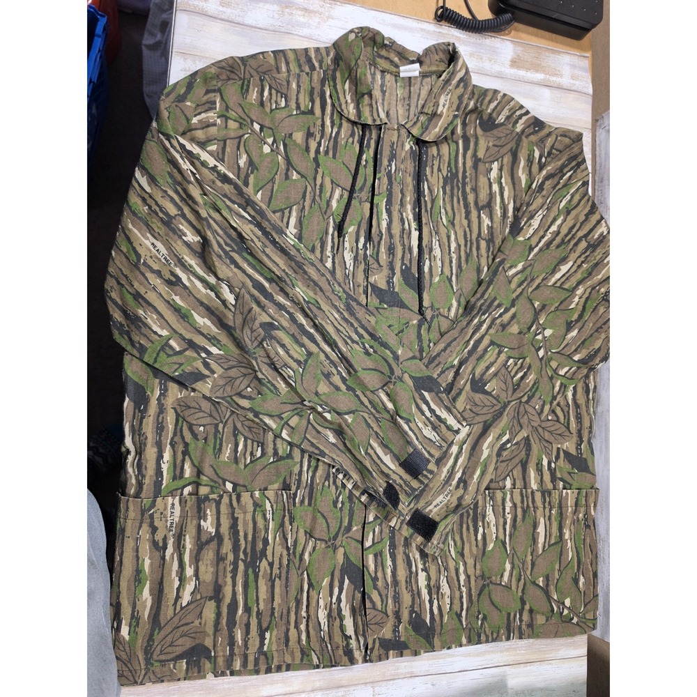 Vintage Realtree Camo Hunting Jacket Mens XL Bark Leaf Pattern Made in USA 90s